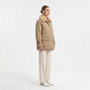 Deri Detaylı Puffer Ceket - Camel