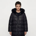 Kapaklı Cep Detaylı Kapitone Puffer Mont - Siyah