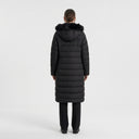 Kürk Kapüşonlu Uzun Kapitone Puffer Mont - Siyah