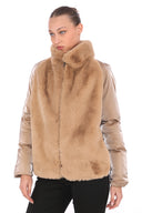 Kombin Kürk Dolgulu Mont - Camel